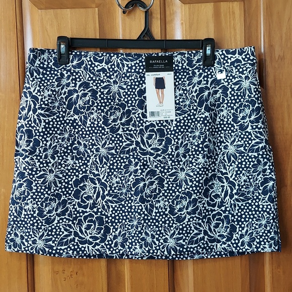 Rafaella Pants - *🆕 Rafaella Comfortable Stretchy Skort Mediterranean Blue Floral, Size XXL, NEW
